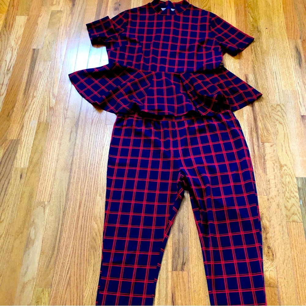2pc red and blue women’s peplum set